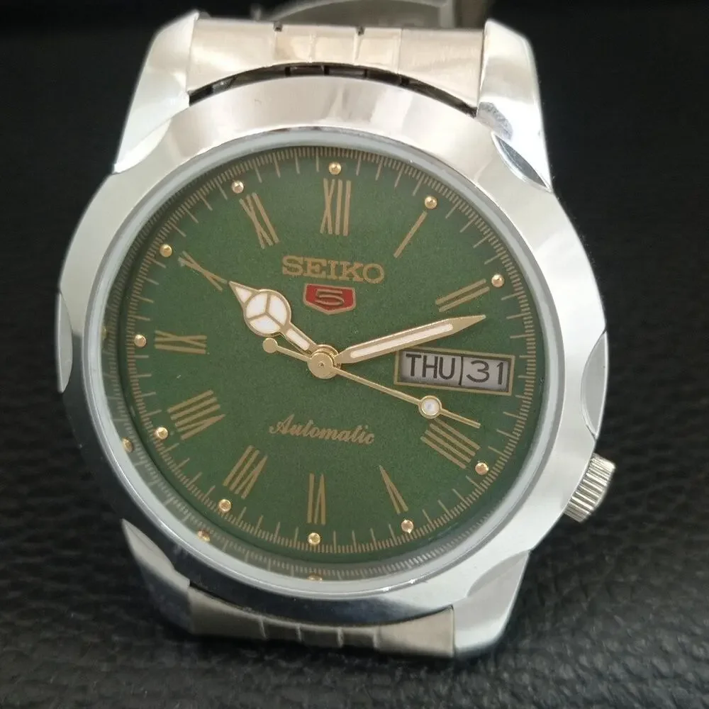 Vintage 1989 Seiko Automatic Mens Silver Watch W/daydate & Gold accents